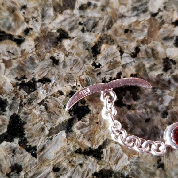 Blue fire opal and blood garnet s.s. bracelet - Picture 9 of 11